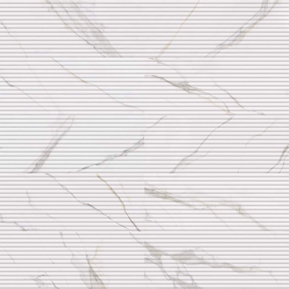 Fluted Turret Calacatta White 12 in. x 36 in. Glossy Texture Ceramic Marble Look Wall Tile (11.625 sq. ft. /Case) price history on PriceWatchPro