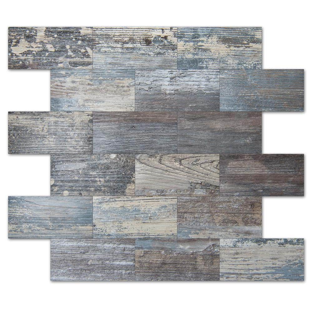 Spruce-Gray 11.4 in. x 13.5 in. PVC Peel and Stick Tile for Kitchen Backpla