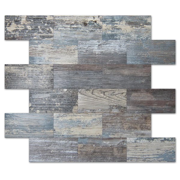 null Spruce-Gray 11.4 in. x 13.5 in. PVC Peel and Stick Tile for Kitchen Backplash, Bathroom, Fireplace (9.6 sq. ft./Box)