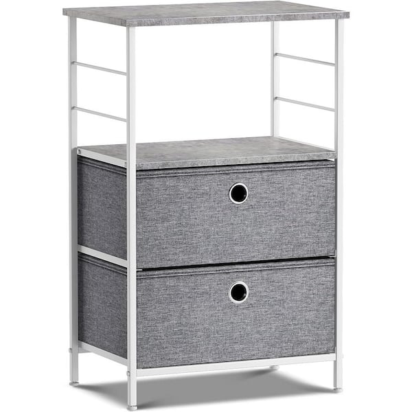 Sorbus 2-Drawer Gray Nightstand 33.75 in. H x 21.62 in. W x 11.75 in. D
