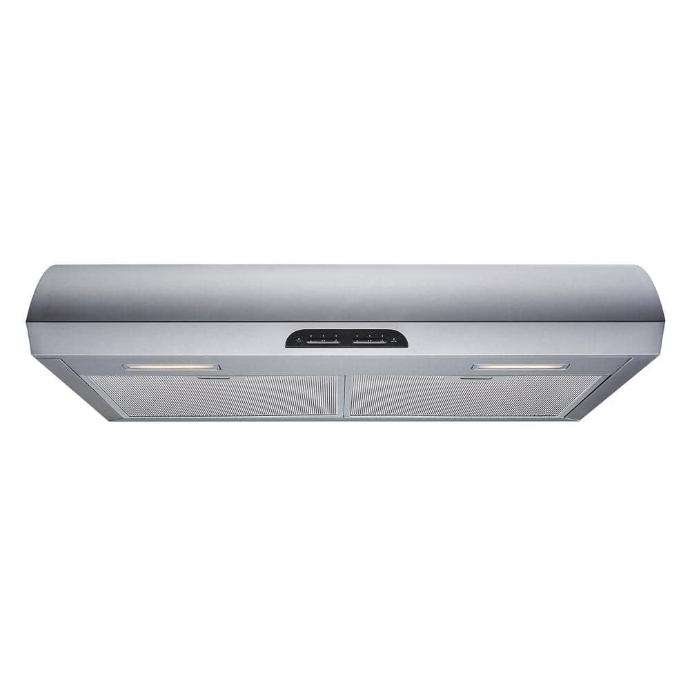 Winflo 30 in. 483 CFM Convertible Under Cabinet Range Hood in Stainless Steel with Mesh Filters and Touch Controls, Silver