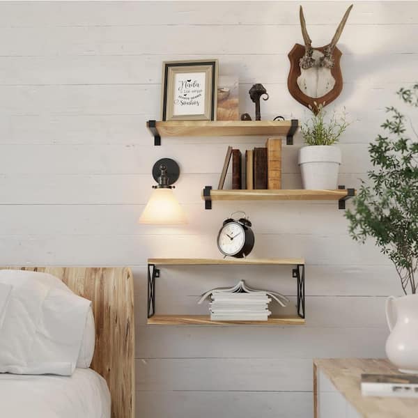 Cubilan 16.5 in. W x 5.9 in. D Light Brown Decorative Wall Shelf