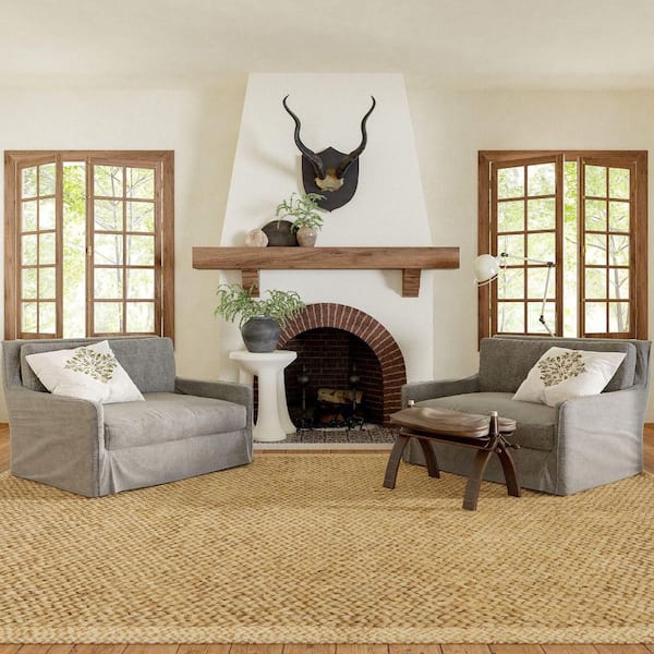 Willow Bordered Jute Natural 9 ft. x 12 ft. Indoor Area Rug