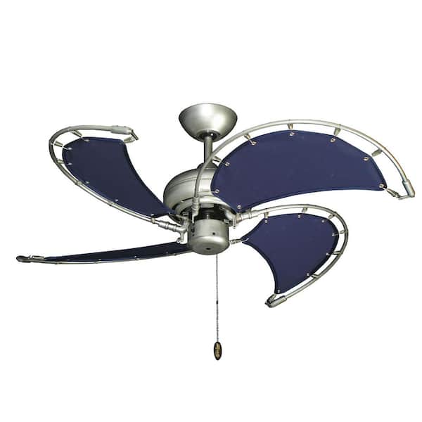 Ceiling Fan With Blue Fabric Blades, Canvas Ceiling Fan Blades