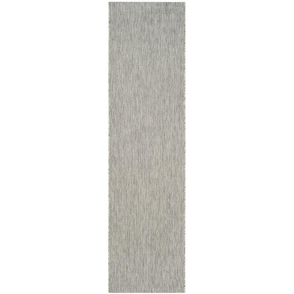 Courtyard Gray/Gray 2 ft. x 16 ft. Dotted Diamond Indoor/Outdoor Runner Rug
