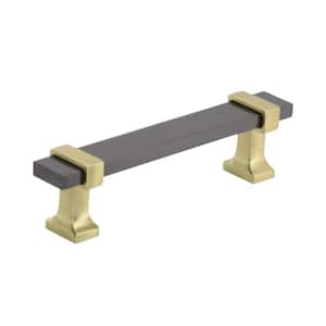Overton 3-3/4 in (96 mm) Center-to-Center Black Chrome/Brushed Gold Cabinet Pull