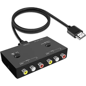 Double RCA Input to HDMI Converter - 1 HDMI Output Support 16:9/4:3 with (Multi AV to HDMI) in Black