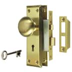 2 in. Satin Brass Victorian Door Knob Mortise Lock Set