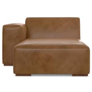 Rex 44 inch Straight Arm Genuine Leather Rectangle Left Chaise Sofa Module in. Caramel Brown