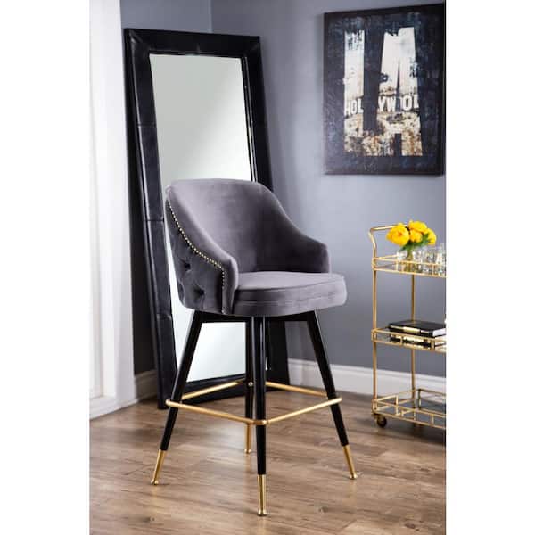 DEVON & CLAIRE Lauralee Tufted Back Bar Stool, Grey