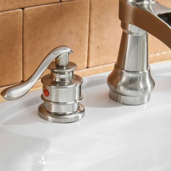 BWE 8 in. Waterfall Widespread 2-Handle Bathroom Faucet With Pop