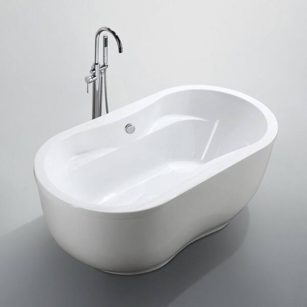 Brescia 65.04 in. Acrylic Flatbottom Non-Whirlpool Freestanding Bathtub in Glossy White Brescia 65.04 in. Acrylic Flatbottom Non-Whirlpool Freestanding Bathtub in Glossy White