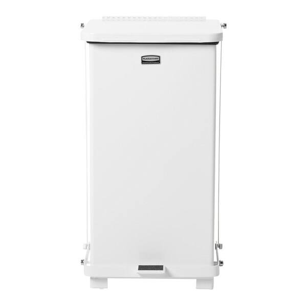 Rubbermaid Commercial Products Defenders 12 gal. White Square Steel Step-On Trash Can