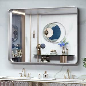 48 in. W x 36 in. H Rectangular Aluminum Framed Wall Mount Bathroom Vanity Mirror in Silver