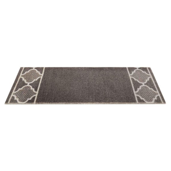 Indoor Trellis Border Gray 8 in. x 26 in. PVC Backing Stair Tread Cover (Set of 13)