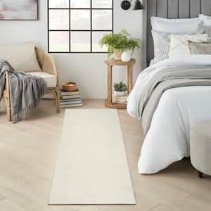 Eco-Friendly Ivory 2 ft. x 8 ft. Abstract Contemporary Runner Area Rug