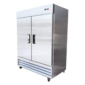 54 in. 48 cu.ft. Auto Defrost Two Door Commercial Reach In Upright Freezer in Stainless Steel