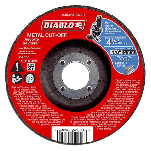 DIABLO 4-1/2 in. x 1/8 in. x 7/8 in. Metal Cut-Off Disc with Type 27 Depressed Center (10-Pack)