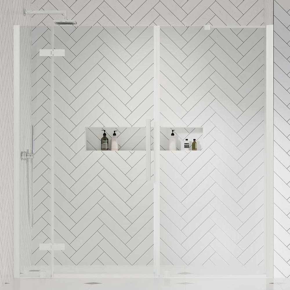 Tampa 75" Satin Nickel Frameless Shower Kit with Clear Glass