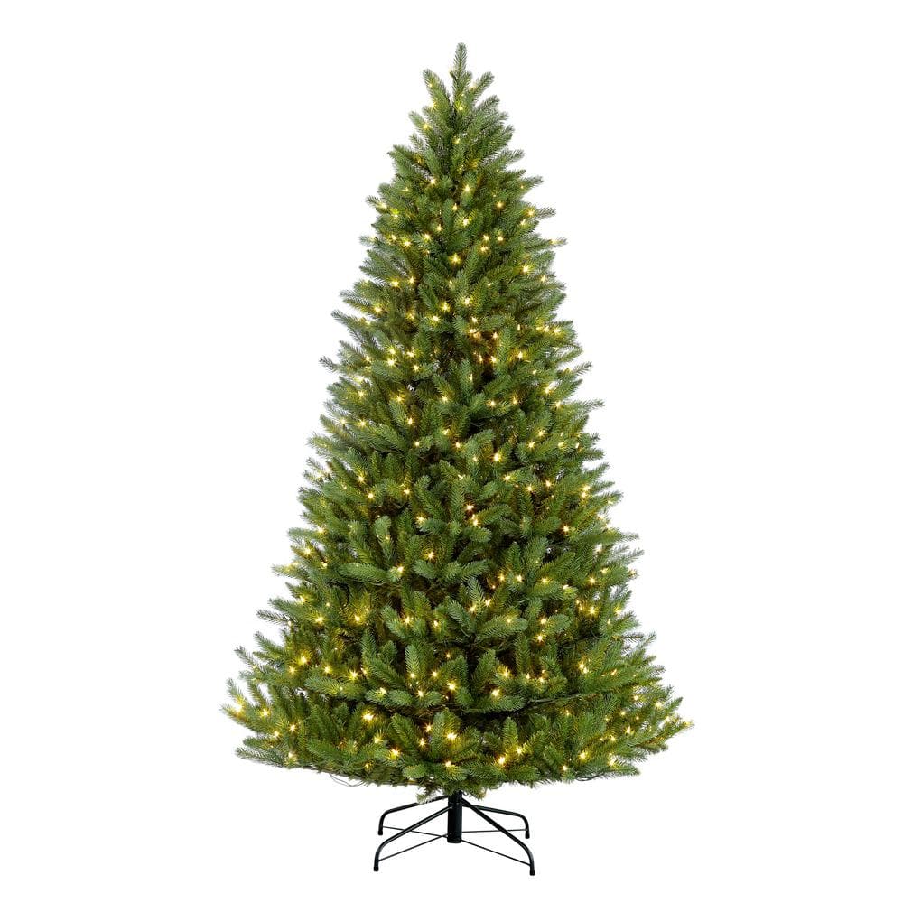 Puleo International 7.5 ft. Pre-Lit Glacier Fir Artificial Christmas ...