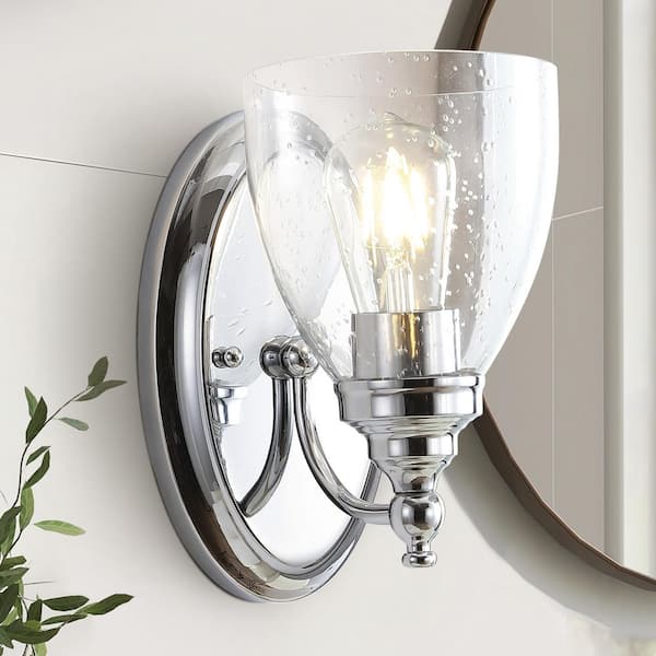 JONATHAN Y Marais 5.5 in. Metal/Glass LED Chrome Wall Sconce