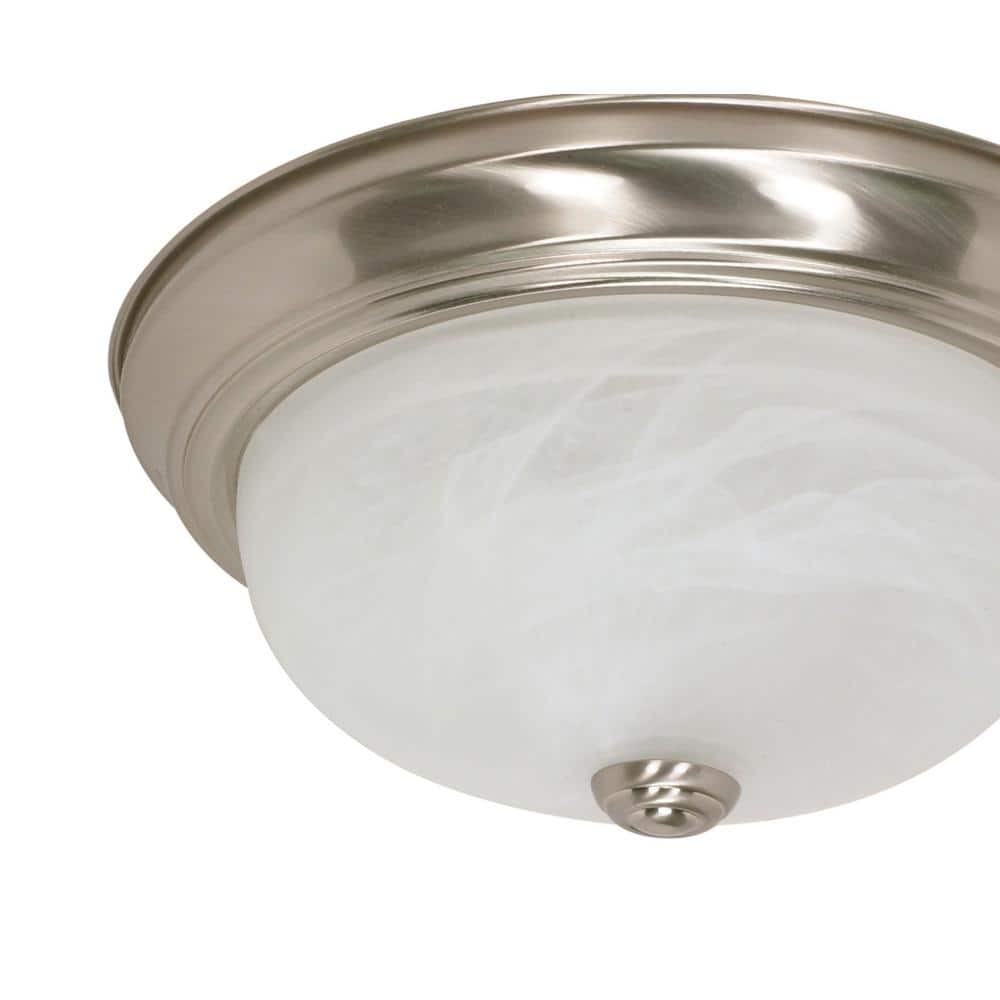 Brushed Nickel 13" Alabaster Glass Flush Mount Light