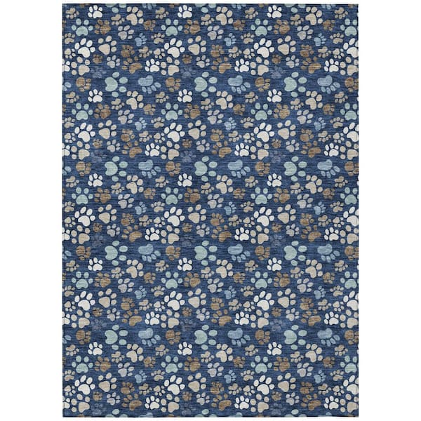 Chantille Machine Washable Indoor/Outdoor Abstract ACN3061 Navy 9 ft. x 12 ft. Area Rug