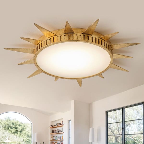 Parrot Uncle 25.2 in. 1-Light Vintage Gold Sun Burst 3 CCT