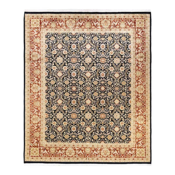 Mogul Traditional Black 8 ft. 2 in. x 9 ft. 10 in. Oriental Area Rug