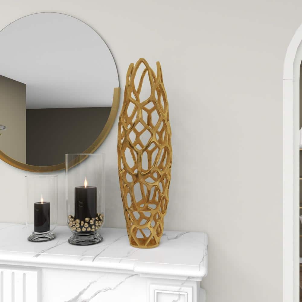 Gold Coral Decorative Metal Table Vase