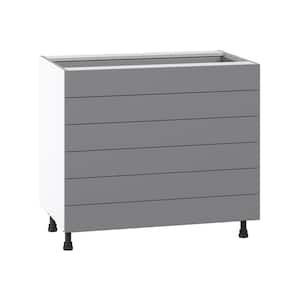 Bristol Painted Slate Gray Shaker Assembled Base Kitchen Cabinet with 6 Drawers (36 in. W x 34.5 in. H x 24 in. D)