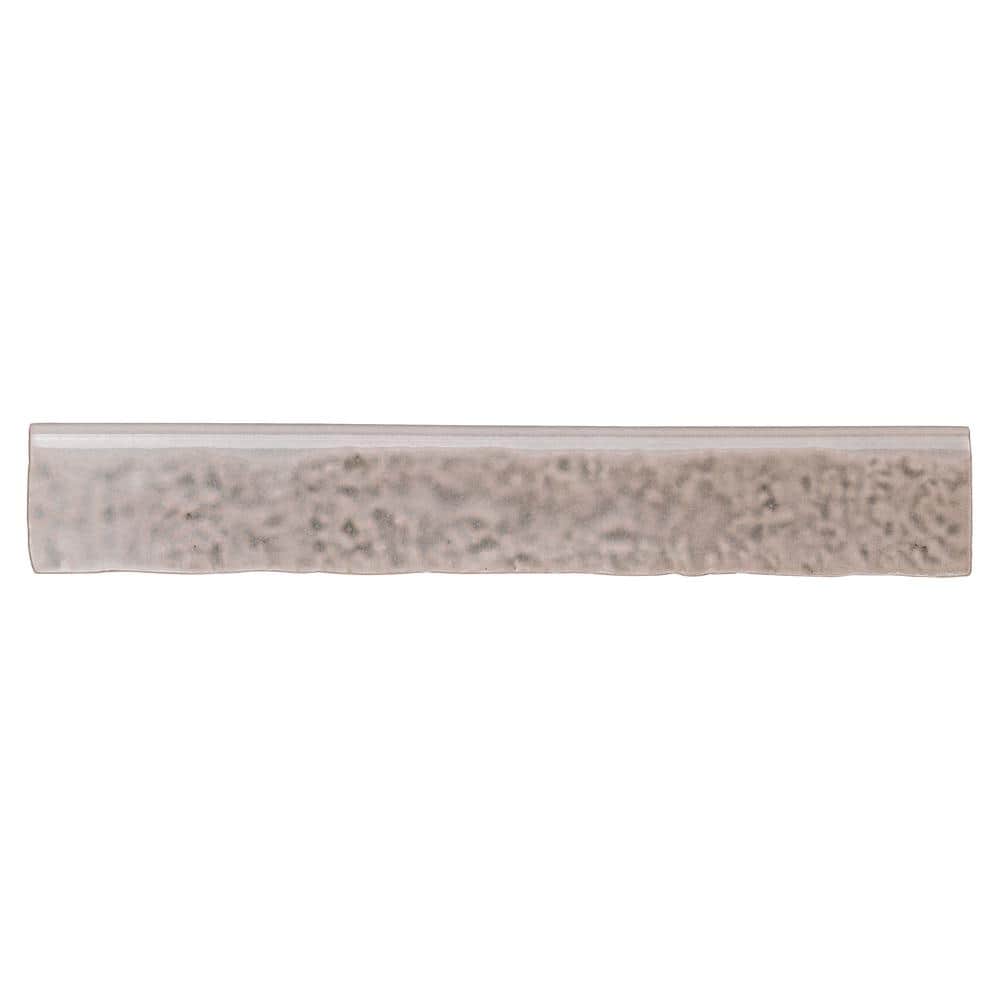 Maven Glossy Light Gray Ceramic Bullnose Tile Trim 1.45" x 9.21"