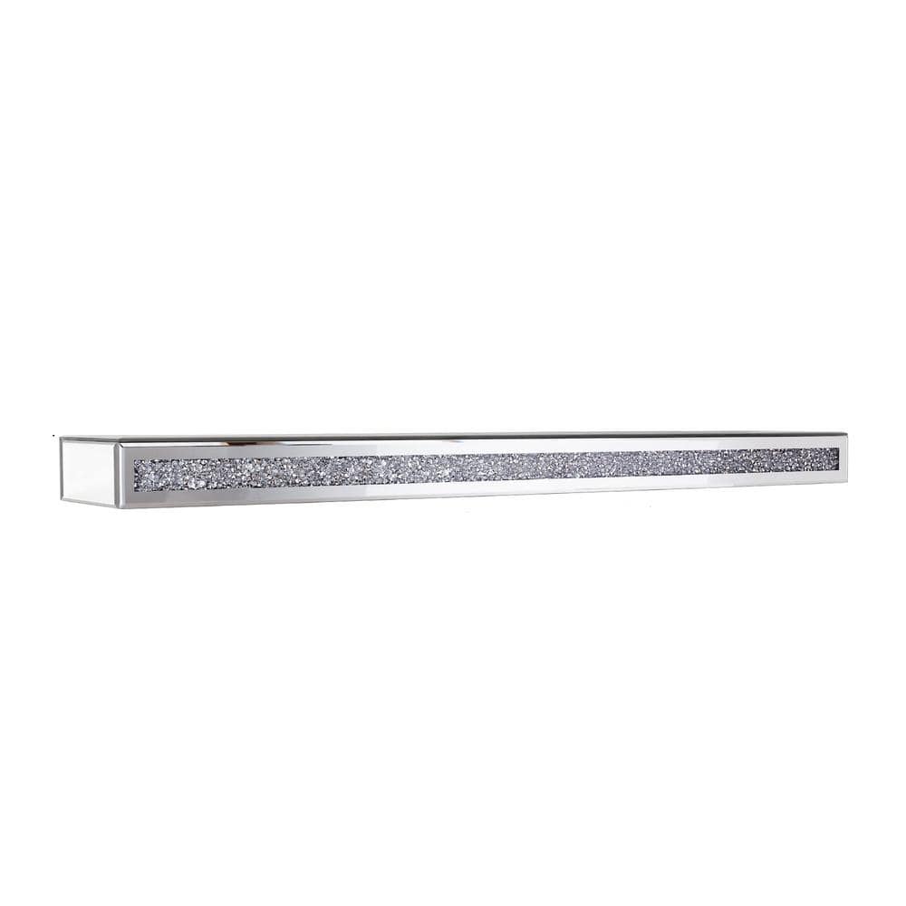 48 in. W x 8 in. D Silver Decorative Wall Shelf Crystal Floating Fireplace 