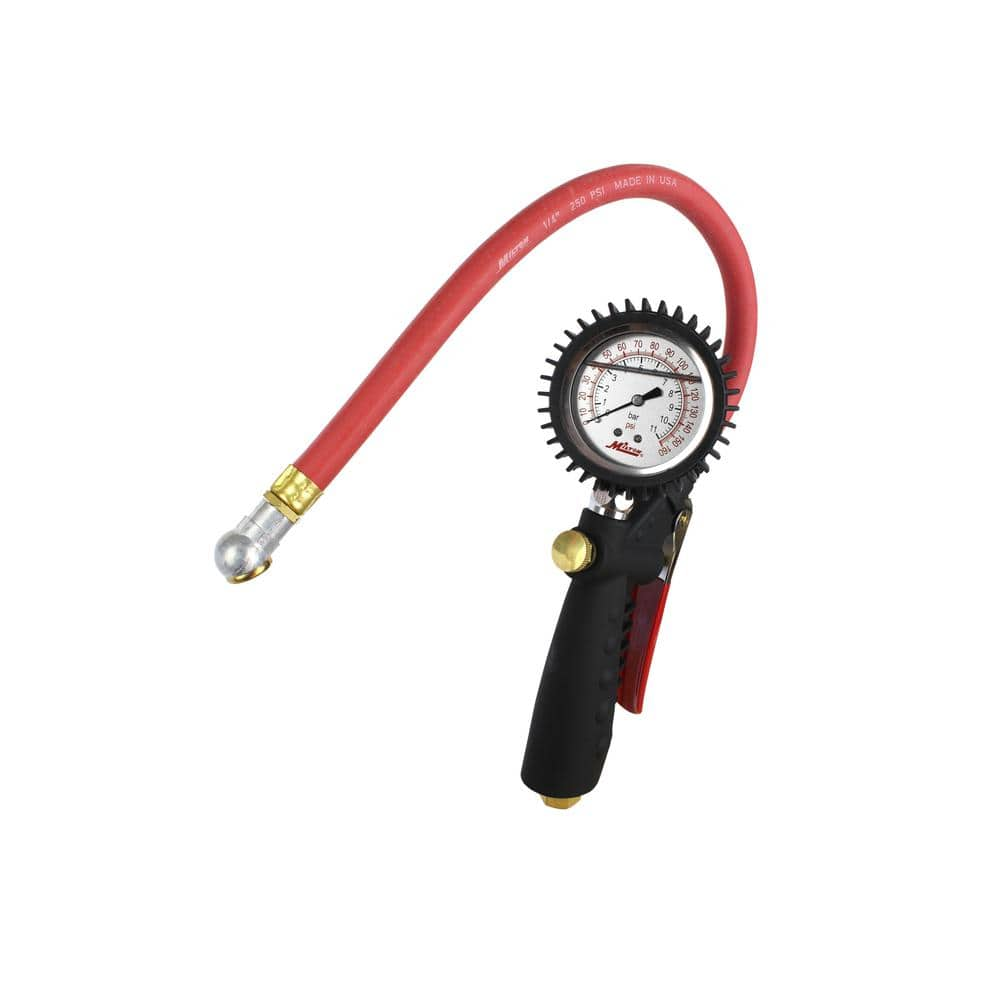 Milton Industries, Inc. Pro Analog Pistol Grip Inflator Gauge with Ball Foot Chuck and 15 in. Hose