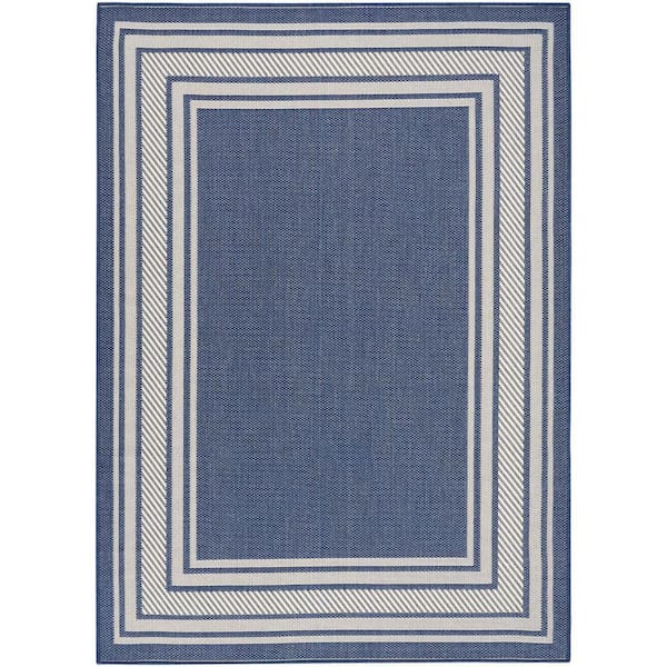 Nourison Horizon Navy 6 ft. x 9 ft. Indoor/Outdoor Bordered Contemporary Area Rug