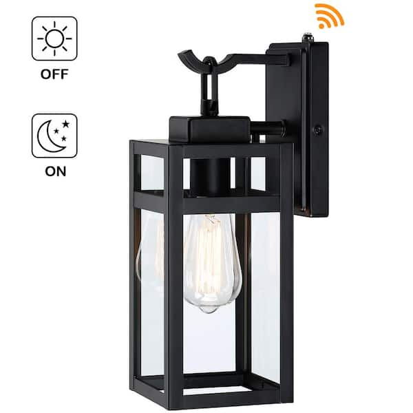 Uixe 13.6 in.1-Light Matte Black Hardwired Outdoor Wall Lantern Sconce ...