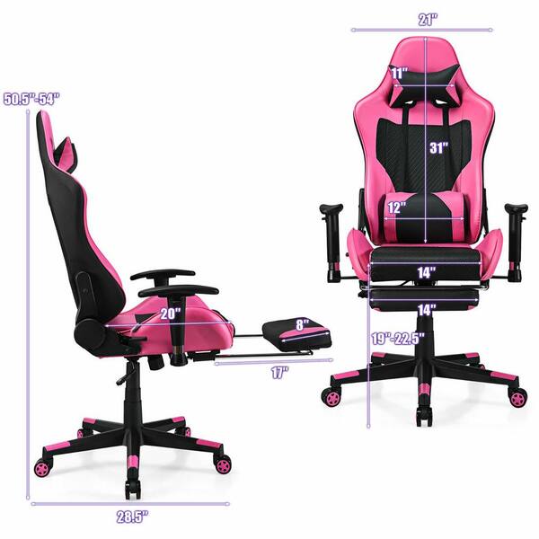 ゲッチャリマン　ピンク Costway Pink Iron Reclining Gaming Chairs with Adjustable