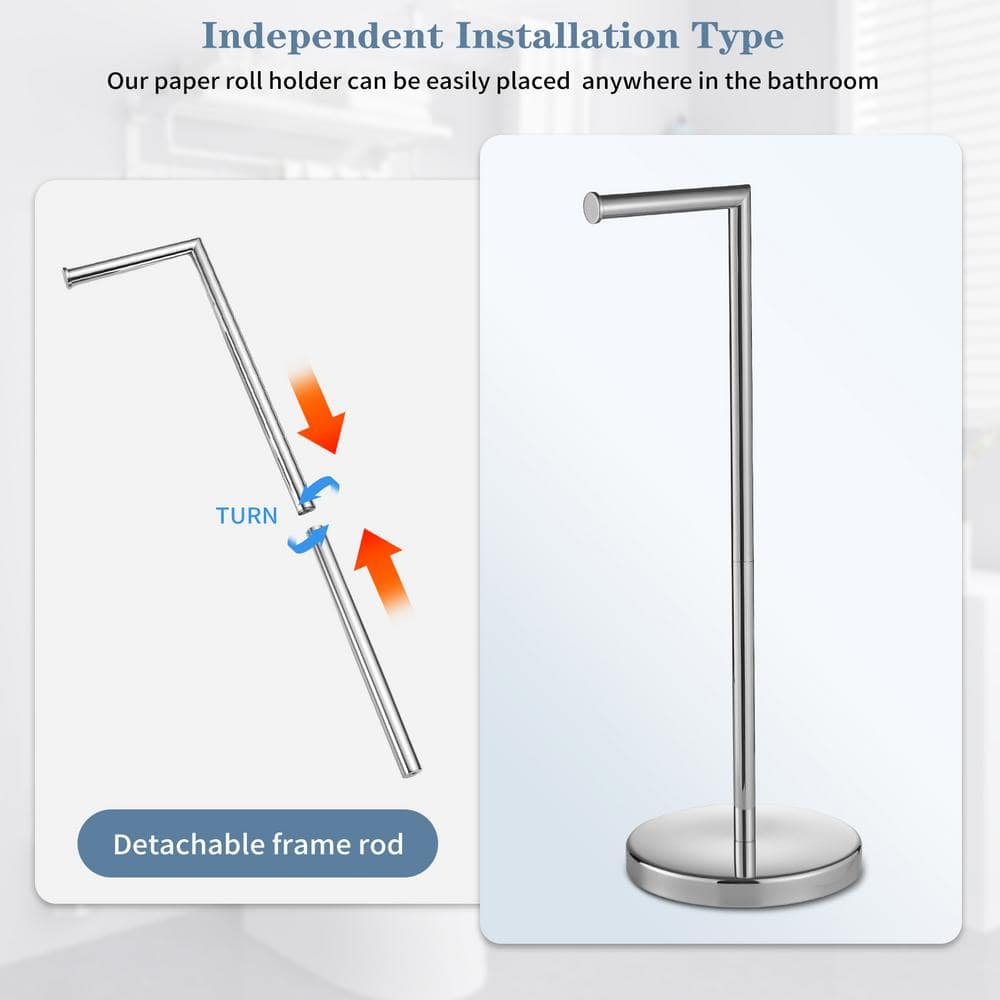 Polished Chrome Freestanding Stainless Steel Toilet Paper Holder