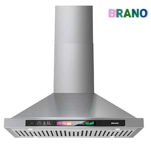 30 in. 900 CFM Convertible Wall Mounted Range Hood in Stainless Steel with Carbon Filter and 4 LED Lights