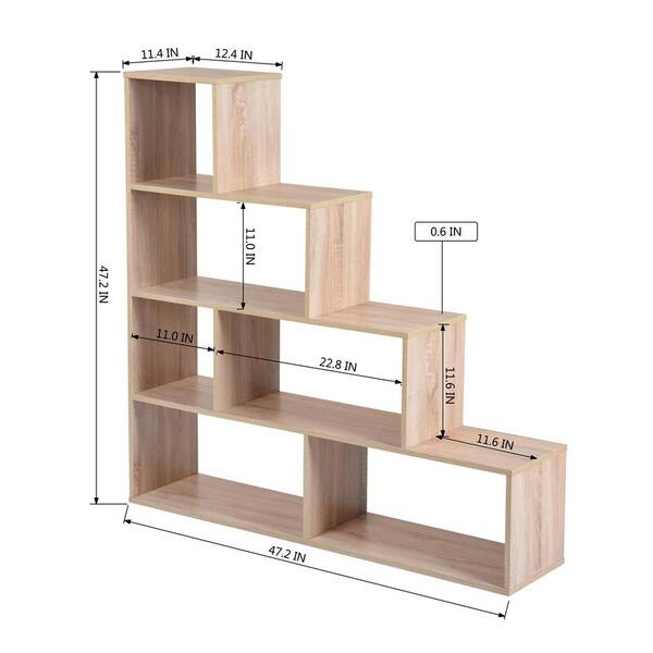 6 Cube Storage Shelves Bookcase, Stair Step Bookcase Home Depot