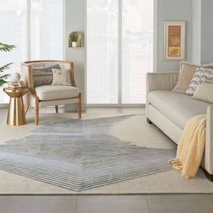 Symmetry Ivory/Grey 9 ft. x 12 ft. Abstract Contemporary Area Rug