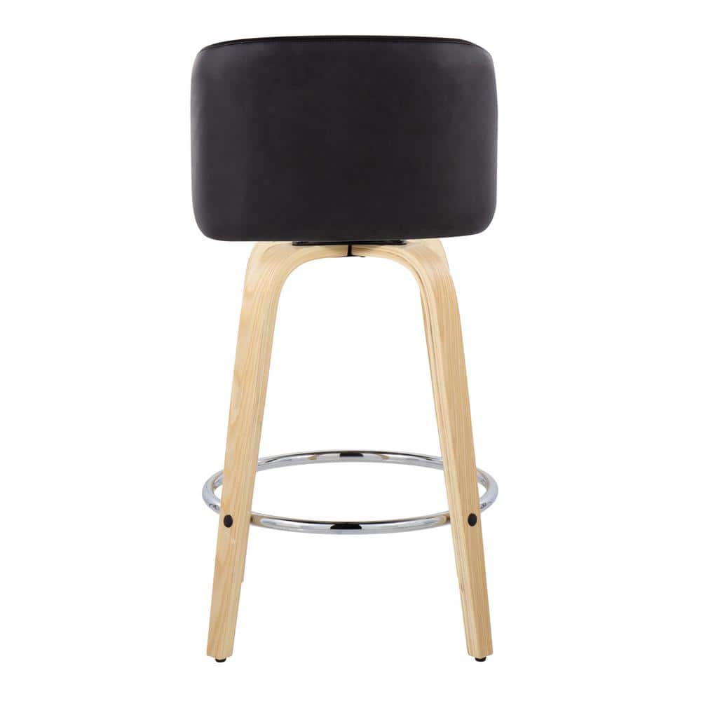 Gray Swivel Wood and Metal Counter Stool Set