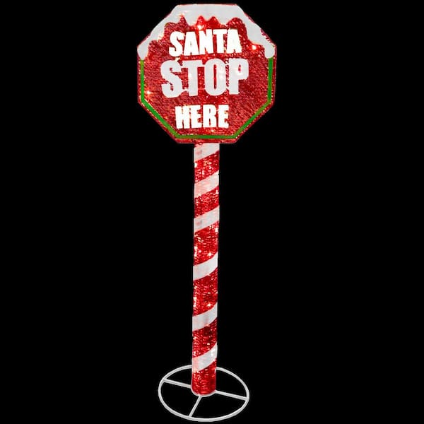 National Tree Company 60 in. Stop Sign Decoration with LED Lights
