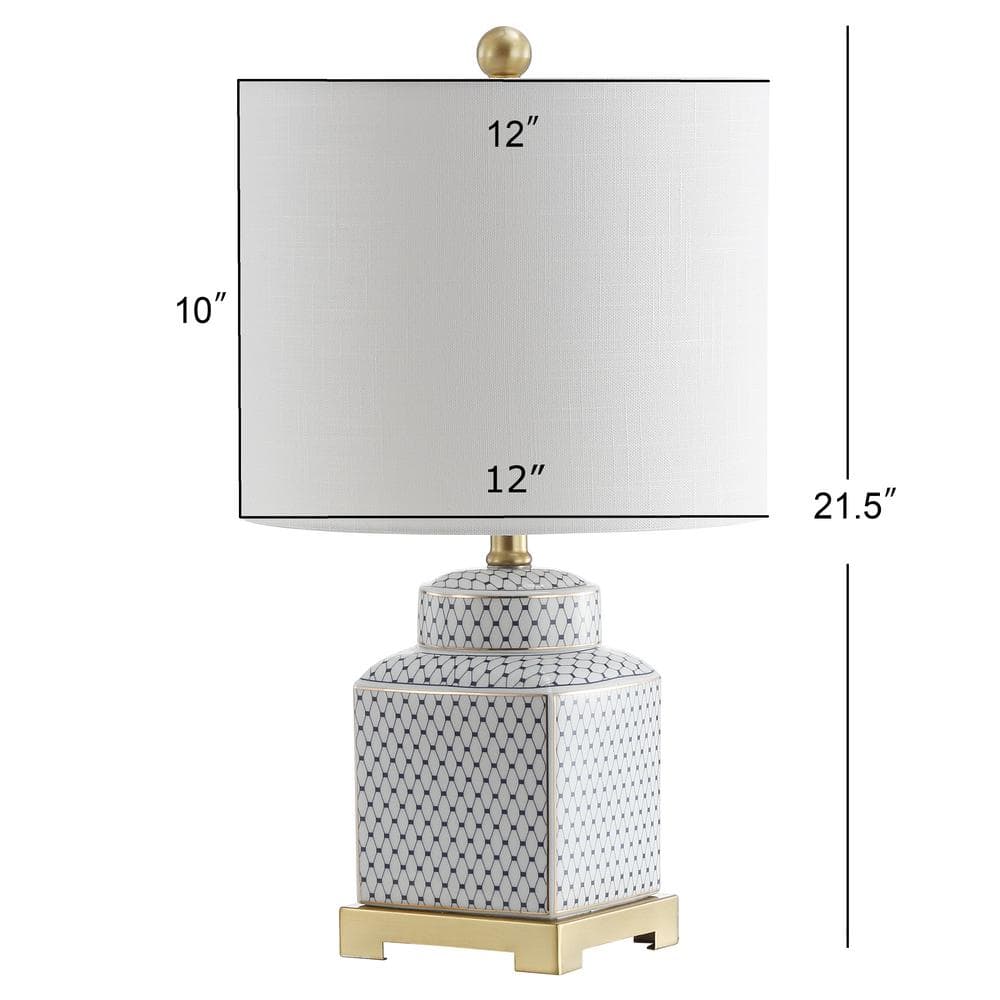 Cleo 21.5" White and Blue Ceramic Ginger Jar LED Table Lamp
