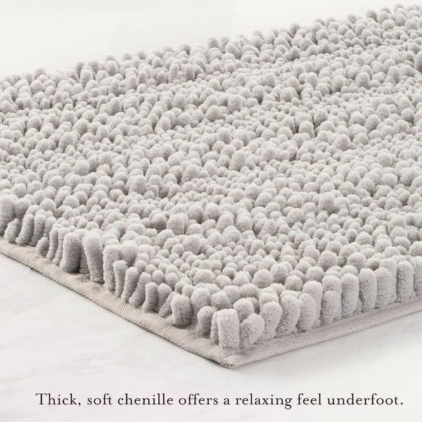 Laura Ashley Butter Chenille Bath Mat Light Grey