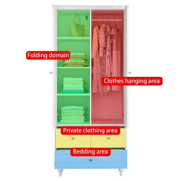 FUFU&GAGA White Wooden Wardrobe Armoires W/ Mirror,Hanging