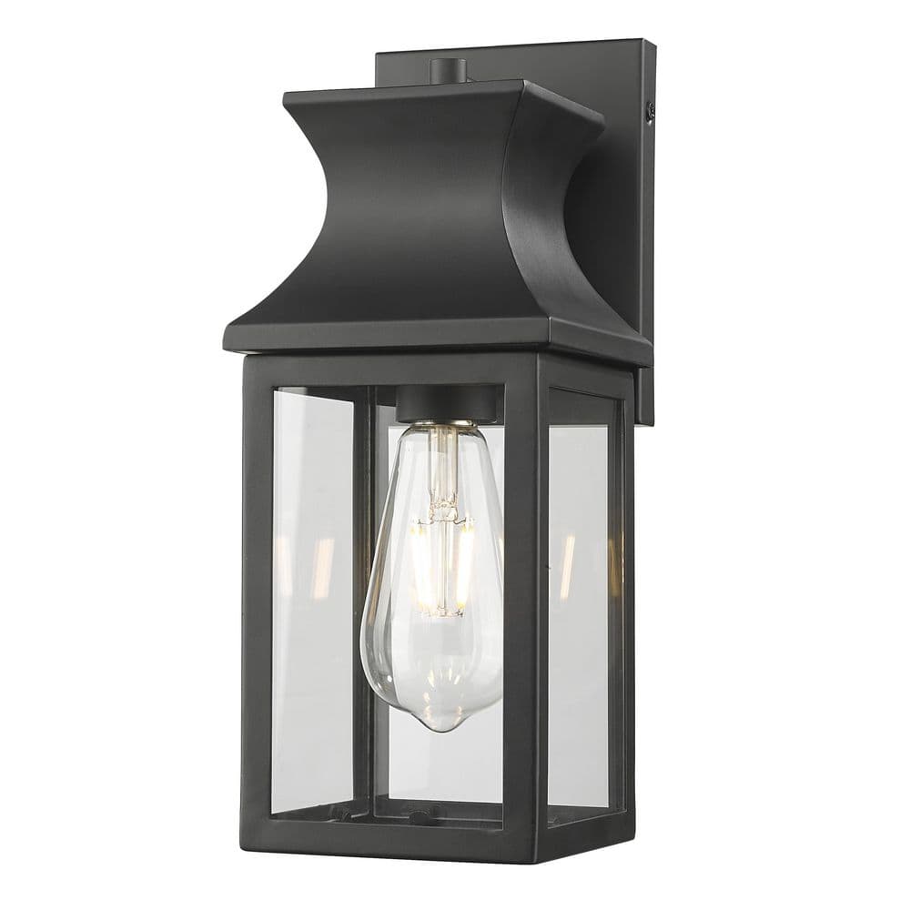 14.25 in. 1-Light Matte Black Outdoor Wall Lantern With Clear Glass Panes price history on PriceWatchPro
