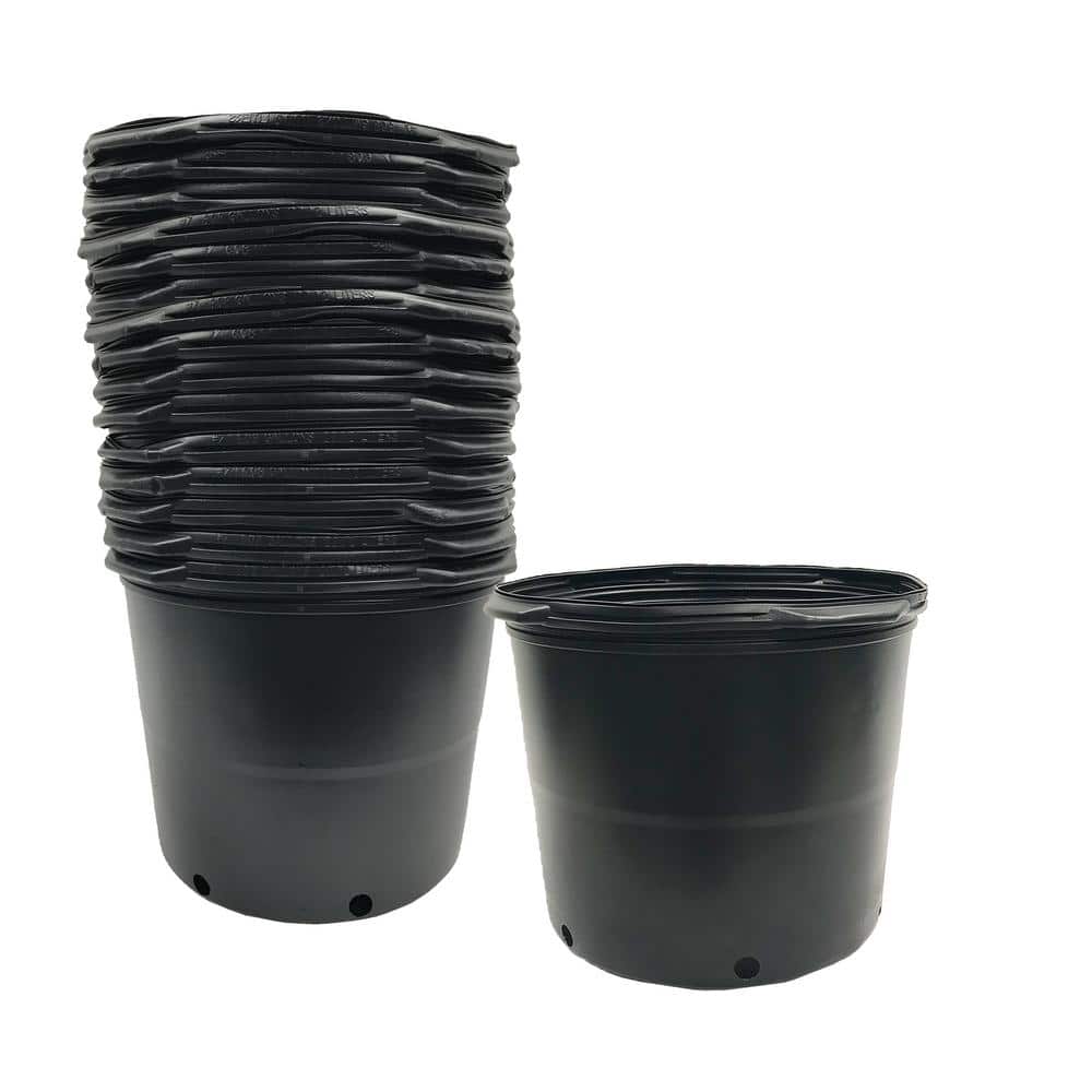 Medium Black BPA-Free Plastic Round Nursery Pots, 24-Pack