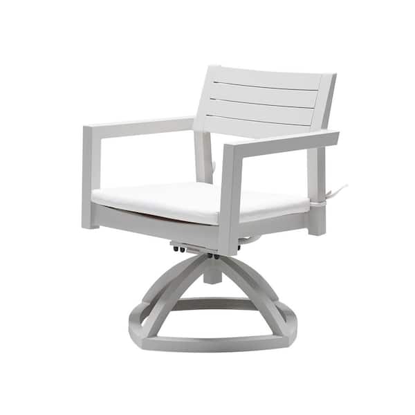 TANKY TRADING INC Outdoor Patio Aluminum Swivel Rocker Set-2 Piece Cushions, White