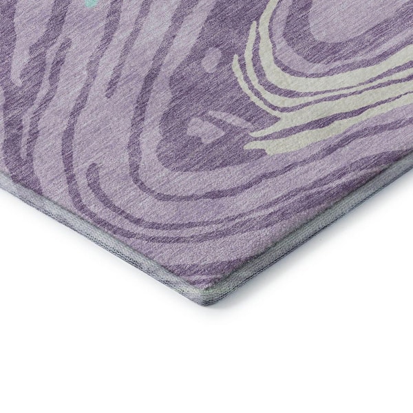 Mayfield Premium Machine Washable Abstract AMF1051 Lavender 2 ft. 3 in. x 7 ft. 6 in. Runner Rug